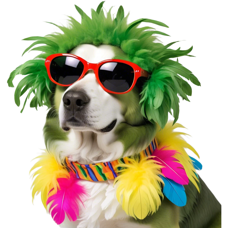Dog wearing Elton John glasses emoji