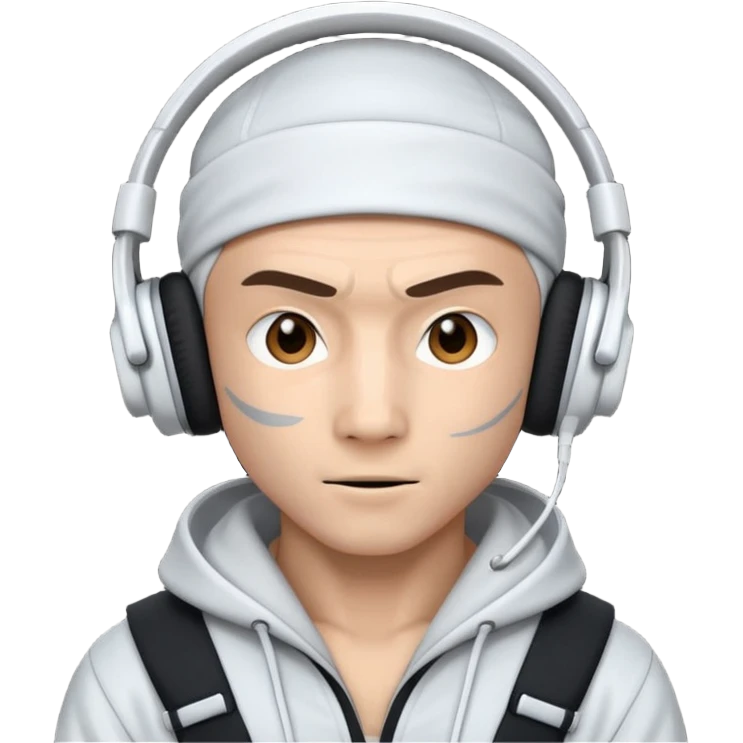 ninja, ninja with white headphone emoji