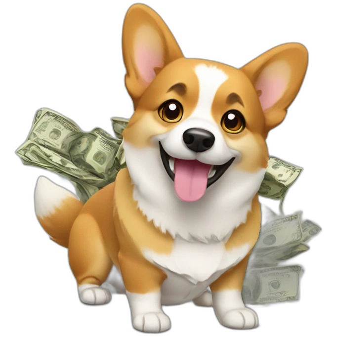 corgi with money emoji