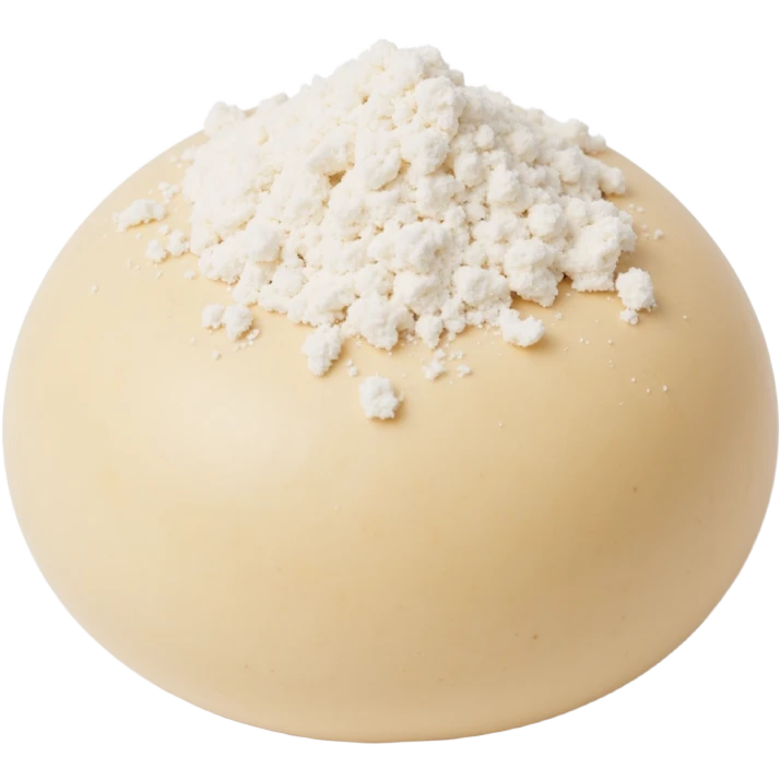 ball of raw dough with dusting of flour, skeuomorphism icon style emoji