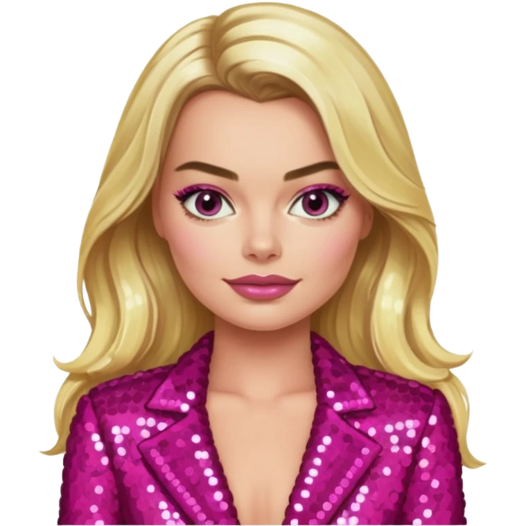 Maggot Robbie with long blonde hair, dark pink sequin outfit emoji