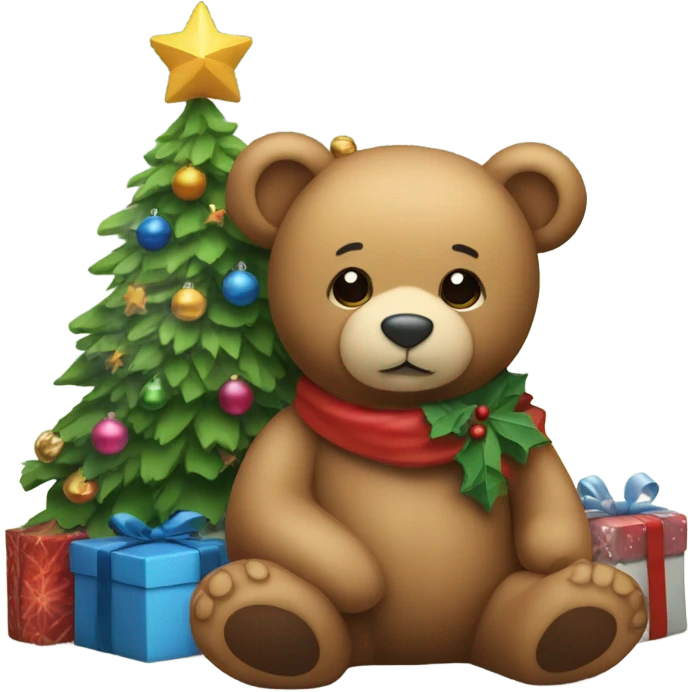 teddybear with christmastree emoji