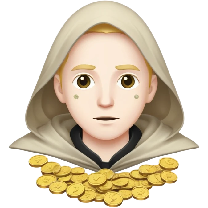 figure in mistcloak with coins floating around them emoji