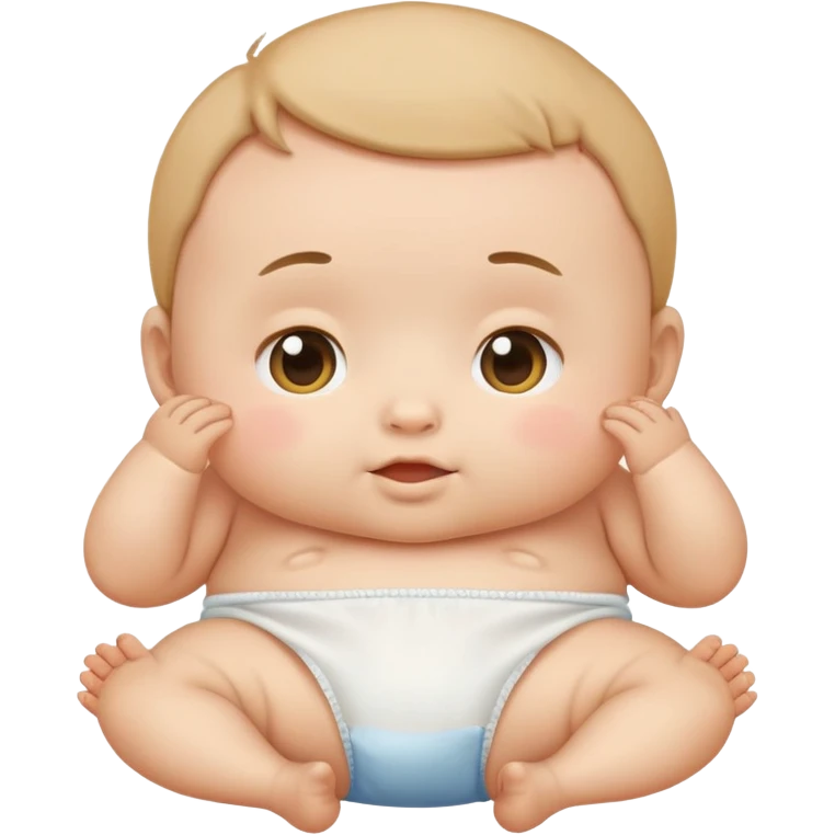 baby with chubby cheeks standing in a diaper, classic emoji look emoji
