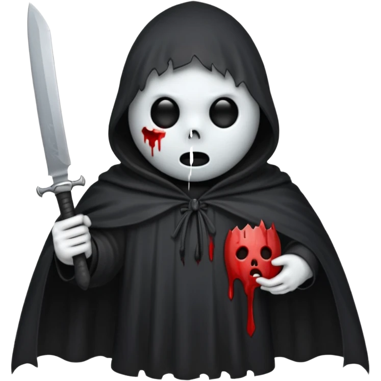 make a ghost face emoji with a cloak on and a bloody knife from the movie scream emoji
