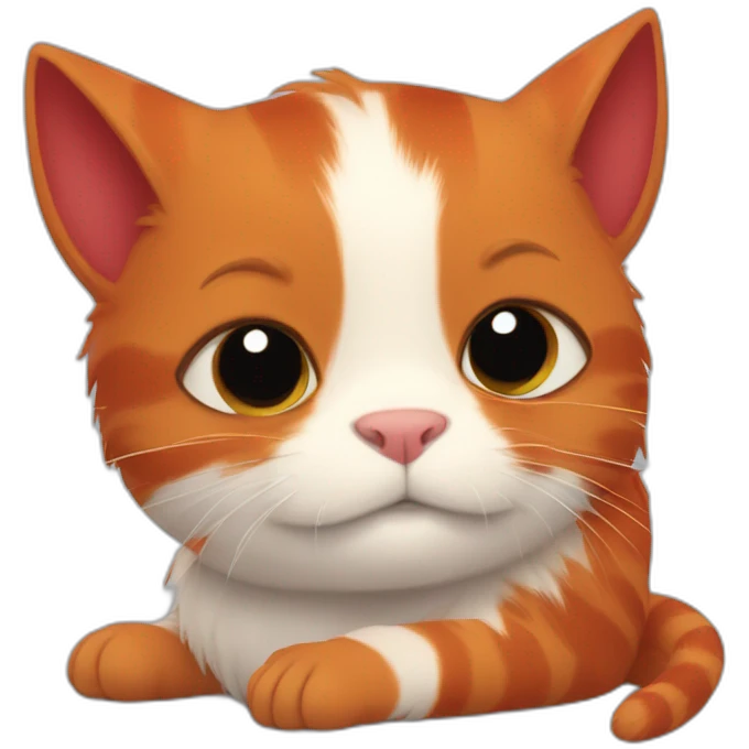 red cat is hugging small black guinea pig emoji