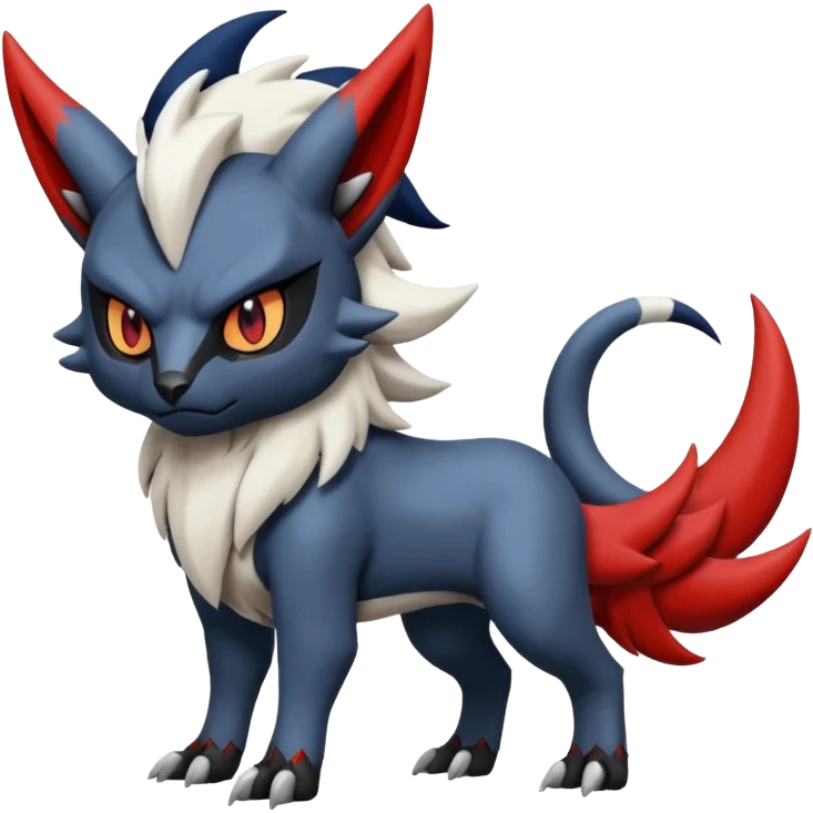 Handsome cool badass edgy Absol-Darkrai-Litten-Guilmon-Zangoose-Pokémon-Fakémon-fusion-hybrid-creature emoji
