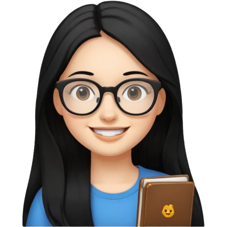 black long hair girl, wearing glasses emoji