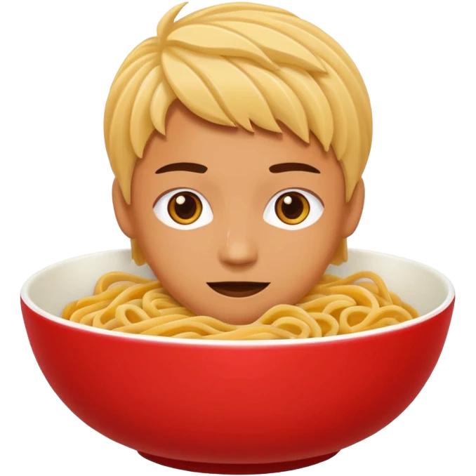 Chinese cuisine humanless avatar in bright emoji-style illustration. Noodles bowl, red and gold colors, simple shapes, flat design, bold and energetic. emoji