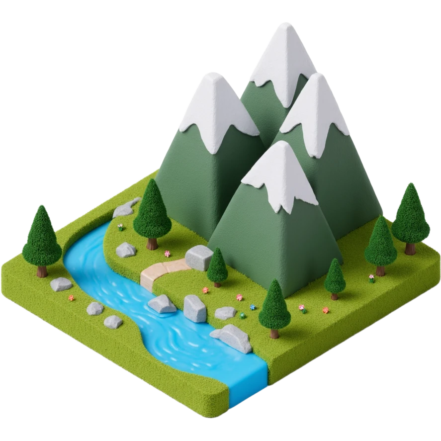 mountains with river flowing and sub emoji