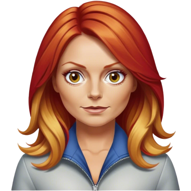 Geri Halliwell with red hair and blonde highlights emoji