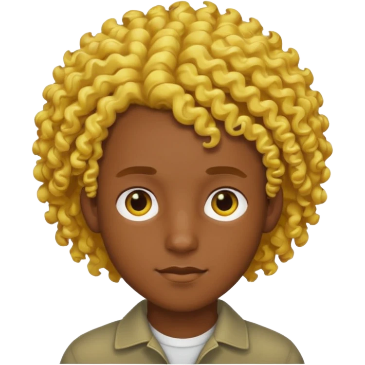 Young, male, dark skin, yellow curly hair emoji