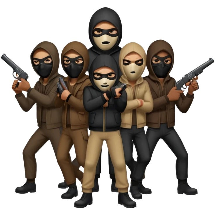 Hoodlums with robber masks and guns emoji