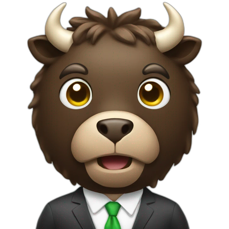 Bull financial advisor like human in suit emoji
