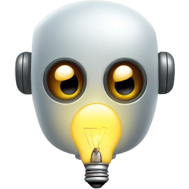 cute robot holds a light bulb emoji