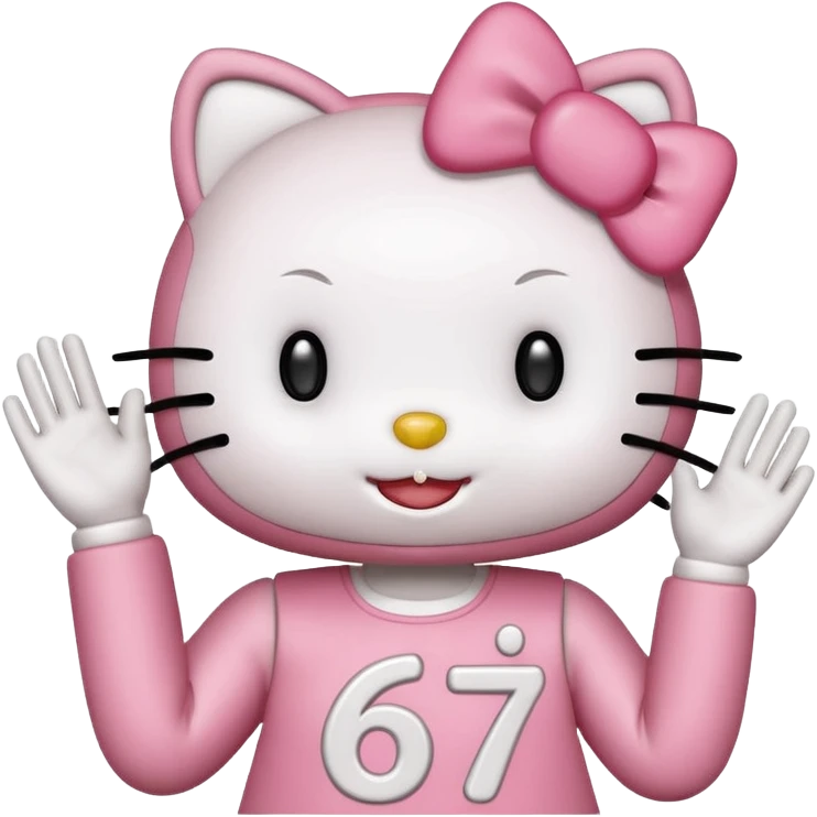 hello kitty holding up 67 emoji