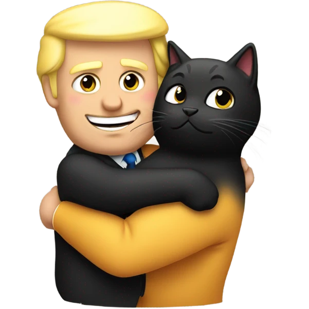 trump hugging black cat emoji