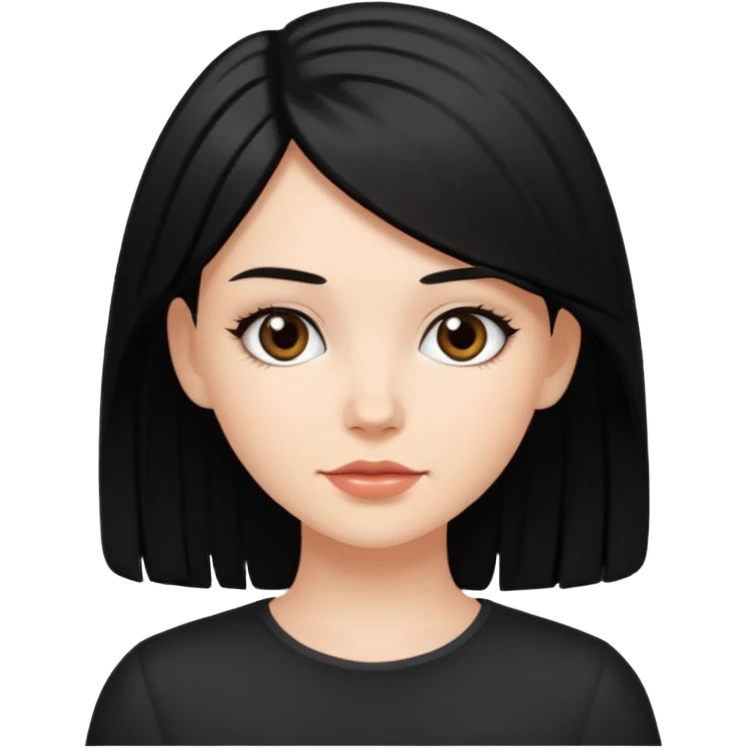 White girl with Black medium length hair emoji