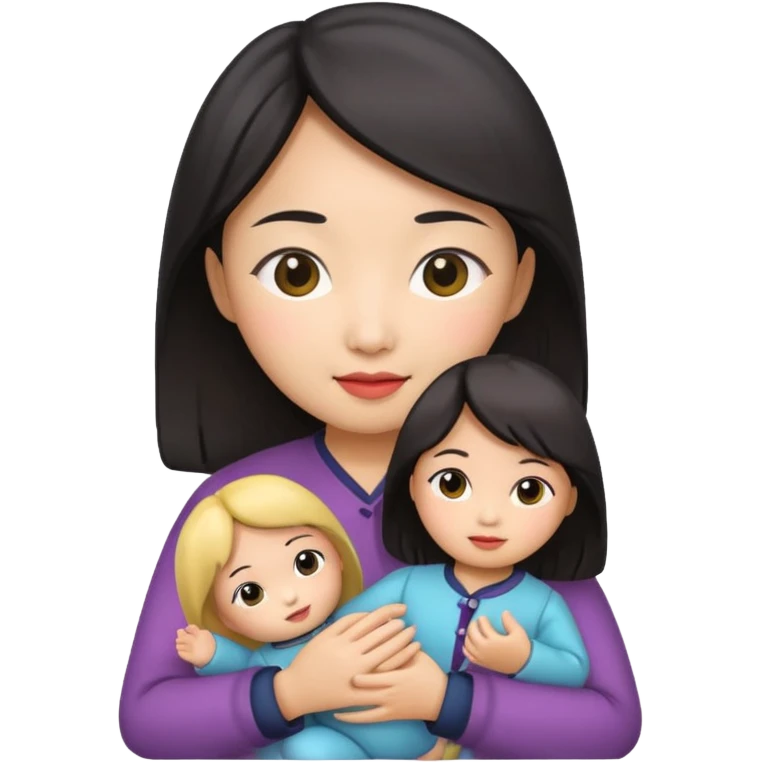 asian woman holding  doll emoji