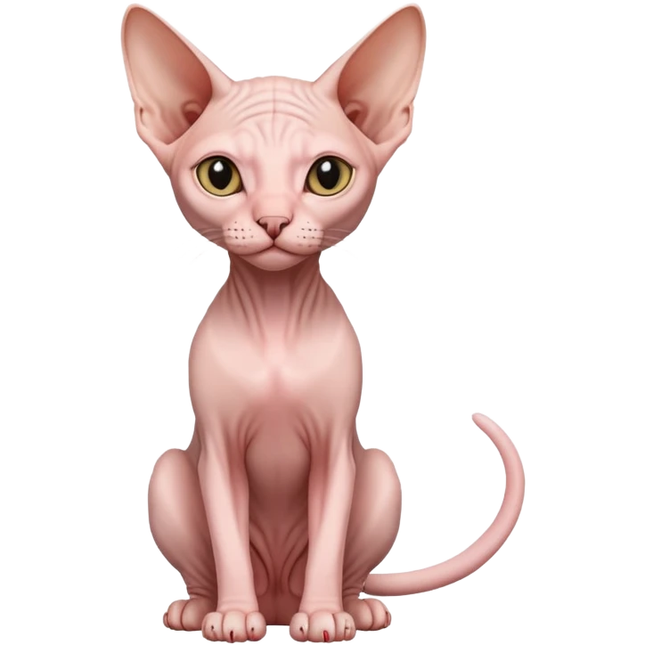 pink sphynx hairless cat full body sitting emoji
