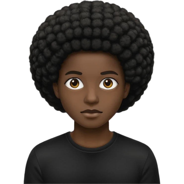 black model + body + afro + black shirt emoji