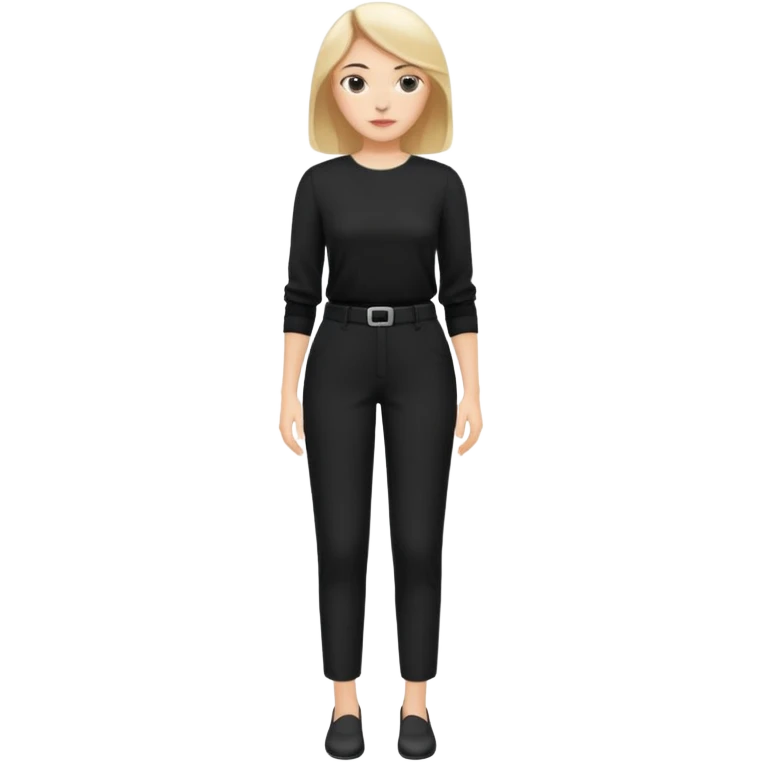 white woman dressed in black trousers and blouse full body emoji