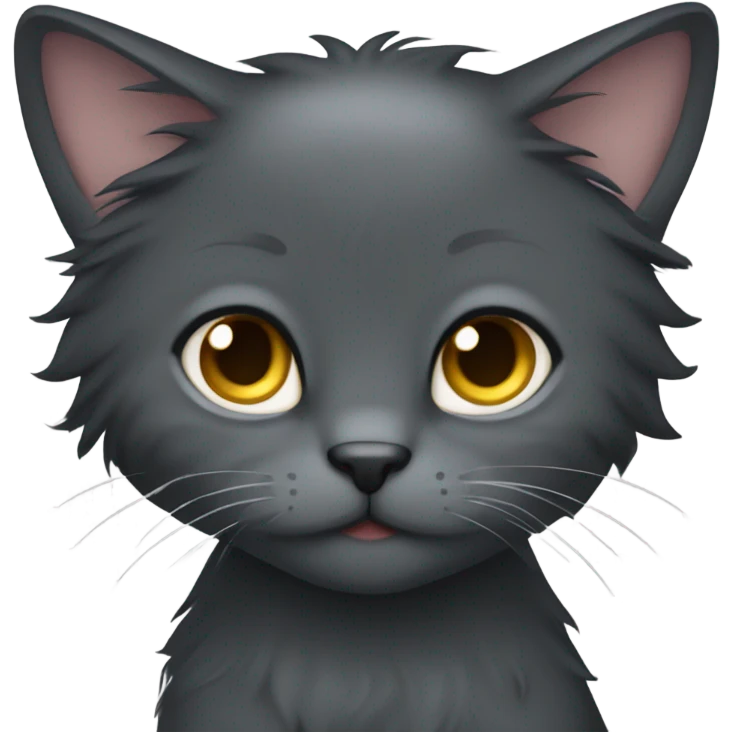 all dark grey cat long hair　fold ear emoji