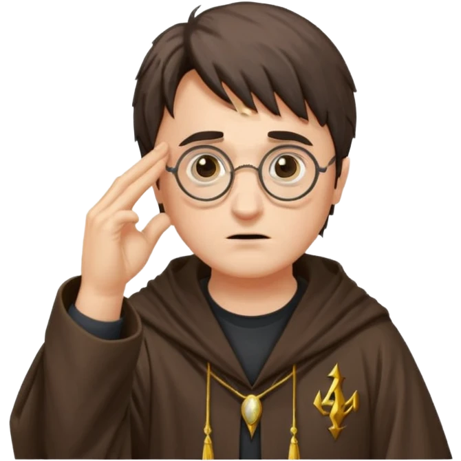 Harry Potter facepalm with wizard robe, glasses, lightning scar emoji