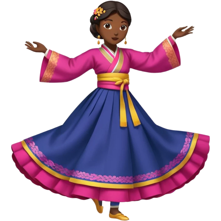 dancer silhouette in traditional Korean dress (hanbok) emoji