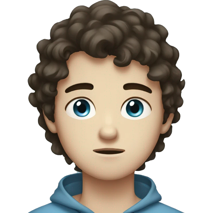 sad teen boy with dark brown hair and light blue eyes emoji