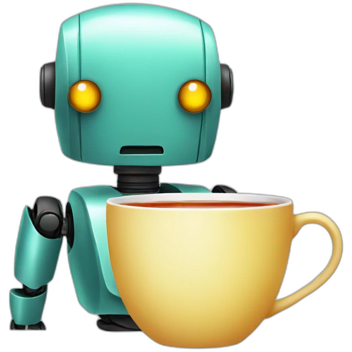 robot and tea emoji