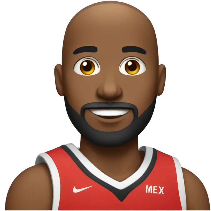 A bald Black basketball player with a beard and goatee  emoji