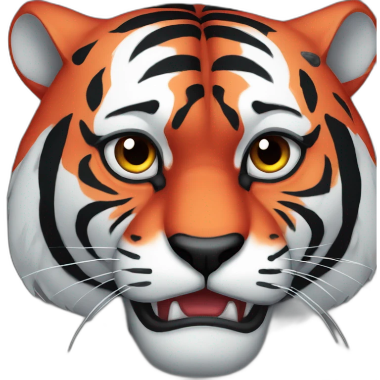 black angry red gloomy tiger emoji