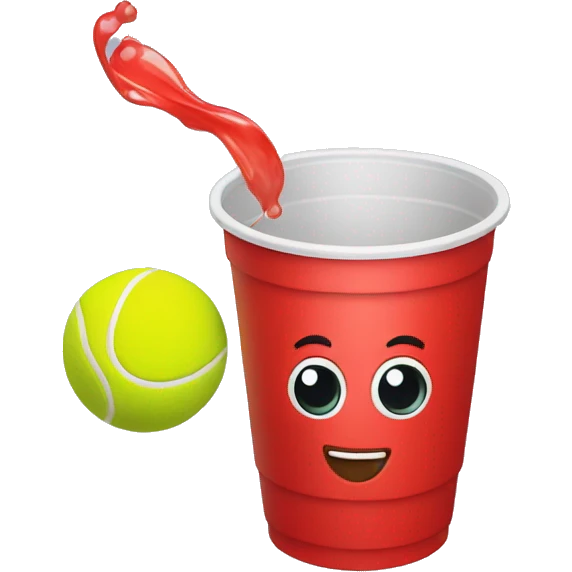 red plastic cup with a tennis ball falling in emoji
