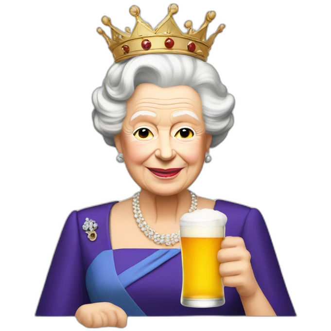Queen Elizabeth II drink beer emoji