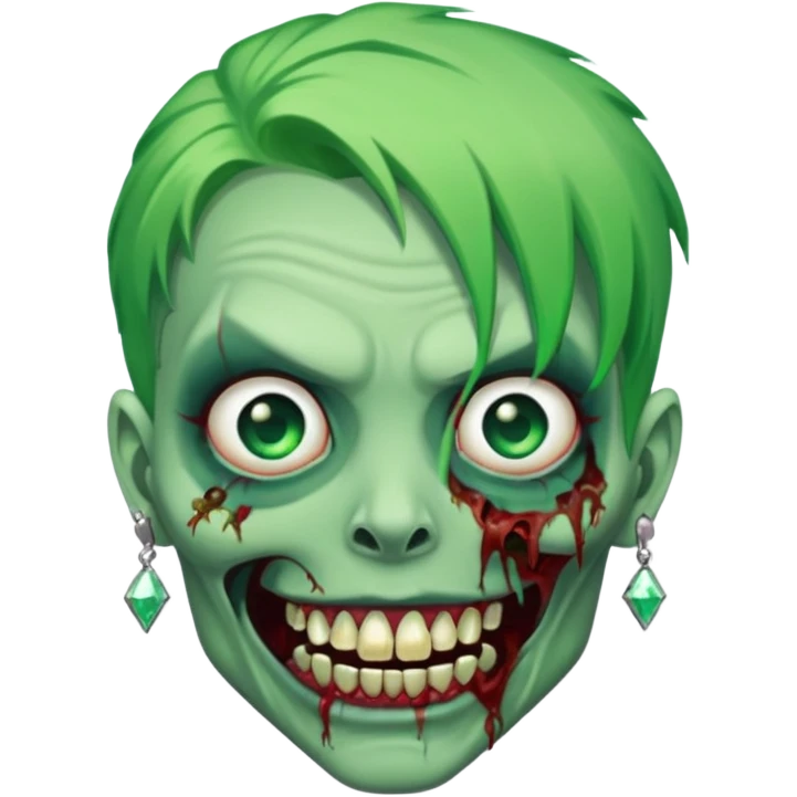 zombie with hair diamond grills emoji