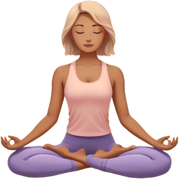 A peaceful person practicing yoga on a calm sea beach at sunrise, in a serene meditative pose. Soft pastel colors surround the scene, with gentle waves in the background and smooth, flowing lines representing balance and tranquility. The atmosphere feels centered and mindful. emoji
