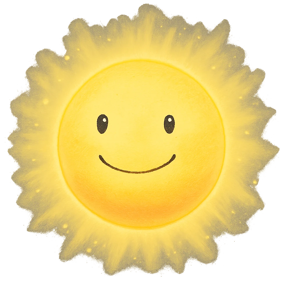 ghibli style glowing aura ball with a warm smile emoji