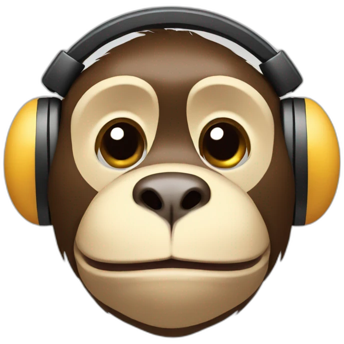 Monkey with dog snout and headphones emoji