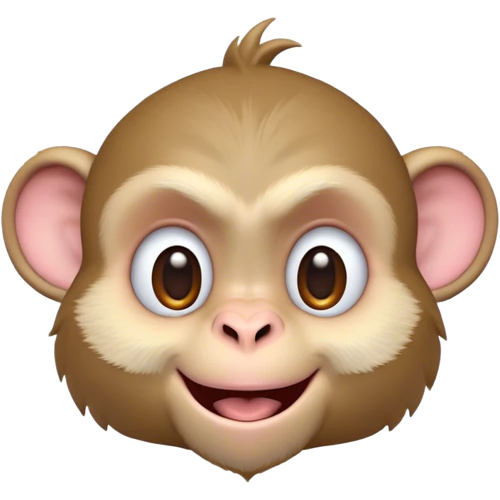 Cinematic Adorably Mischievous Macaque Portrait Emoji, Head tilted in a playful wink with an exaggerated, cheeky grin and a slightly raised eyebrow, featuring a compact, nimble build with fluffy fur and round, twinkling eyes brimming with mischief, Simplified yet irresistibly endearing features, highly detailed, glowing with a bright, joyful radiance, high shine, lively and quirky, stylized with an air of whimsical primate fun, soft glowing outline, capturing the essence of a mischievous macaque that seems ready to pull a playful face and scamper into your heart! emoji
