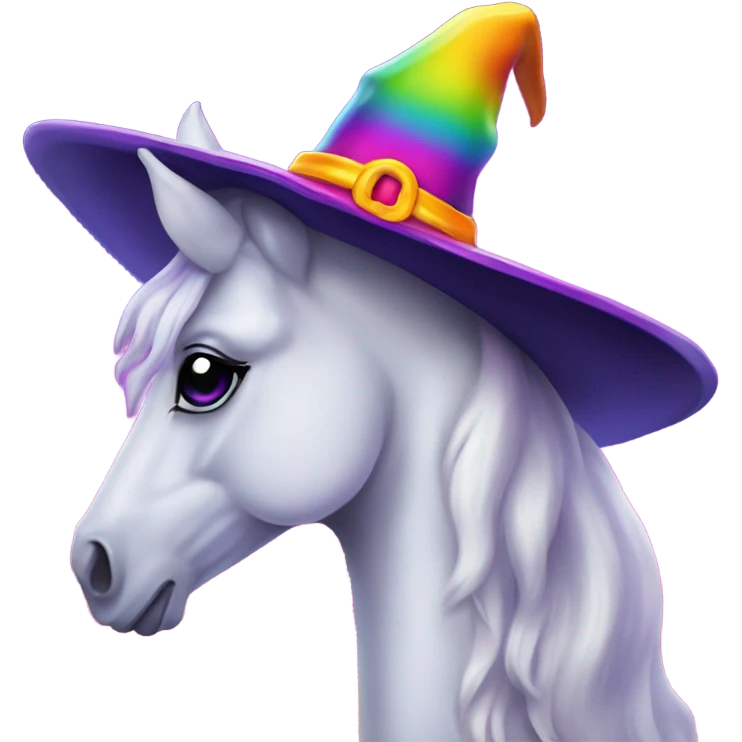 Lisa frank Halloween horse with witch hat emoji