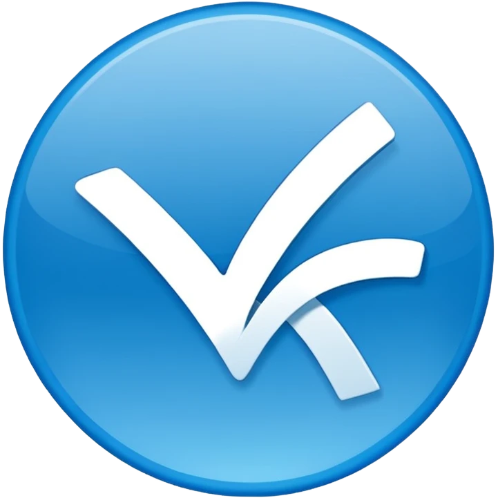 A check mark in a completely blue circle like a max emoji