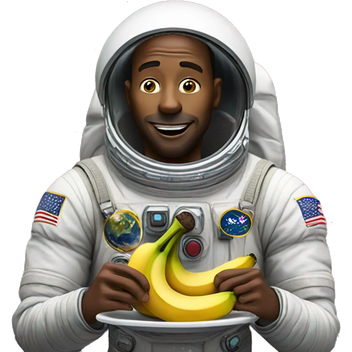 man on space while eating an banana emoji