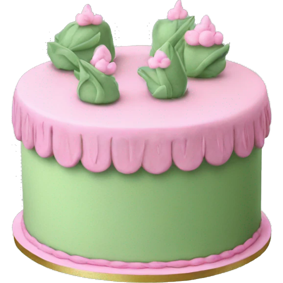 Two layer sage green cake with pink piping decoration  emoji