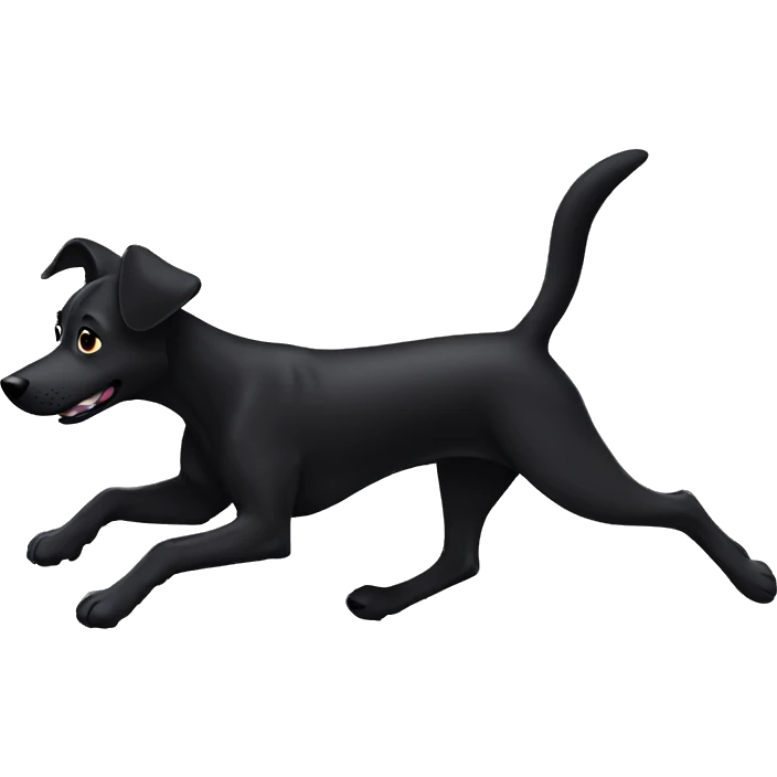 cartoon black dog running emoji