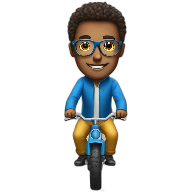 Nice guy on a trial bike wearing glasses emoji