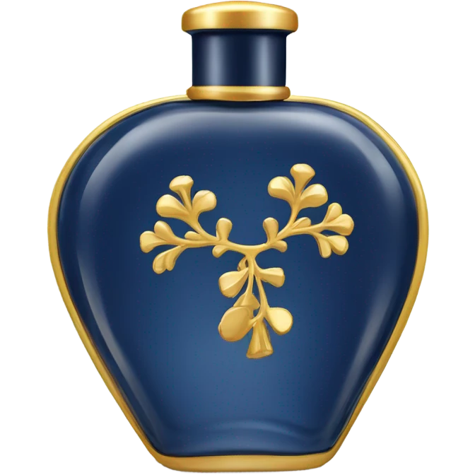 Perfume en forma de cilindro, color azul marino con dorado emoji