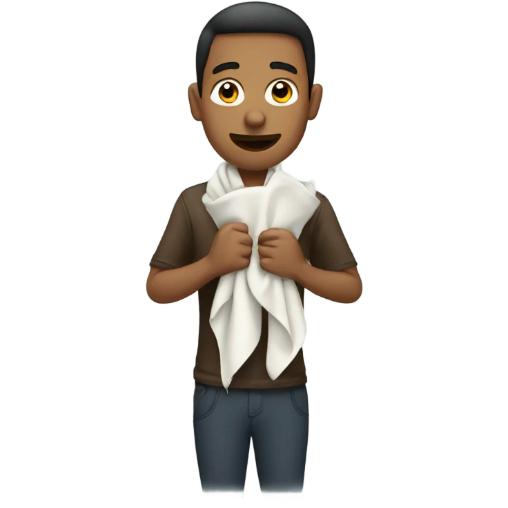 Holding a handkerchief emoji