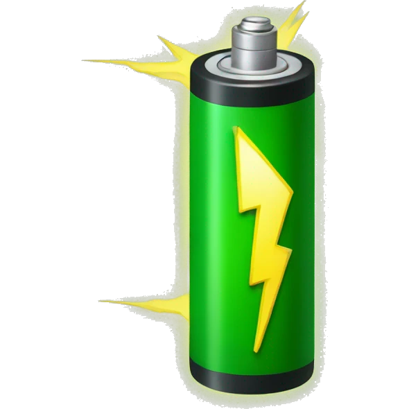 small vertical green battery with yellow lightning logo on it emoji