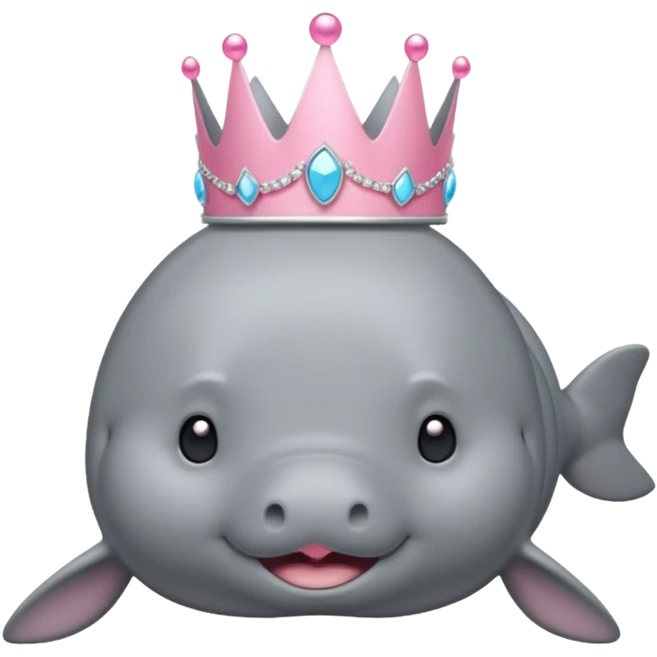 a manatee with a pink princess tiara emoji